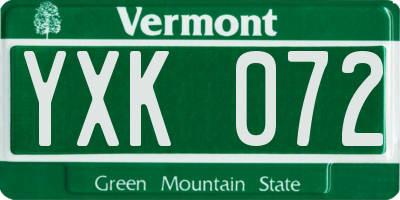 VT license plate YXK072