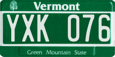 VT license plate YXK076