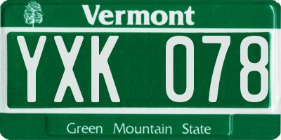 VT license plate YXK078
