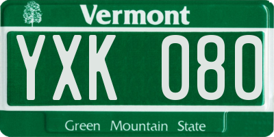 VT license plate YXK080