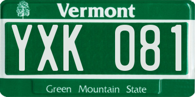 VT license plate YXK081