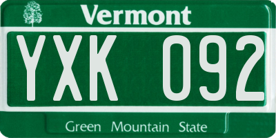 VT license plate YXK092