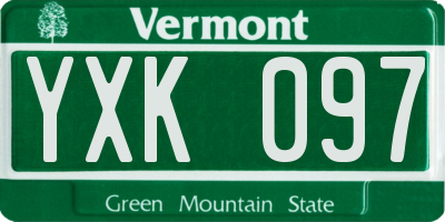 VT license plate YXK097