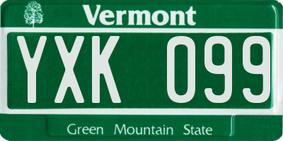 VT license plate YXK099