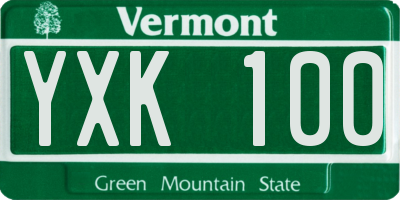 VT license plate YXK100