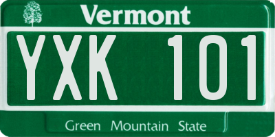 VT license plate YXK101