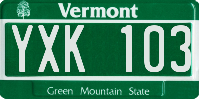 VT license plate YXK103