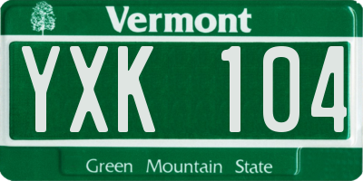 VT license plate YXK104