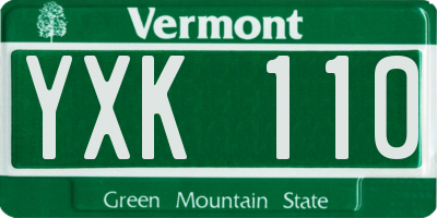 VT license plate YXK110
