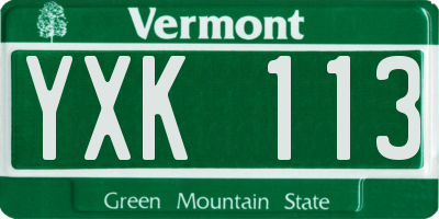 VT license plate YXK113