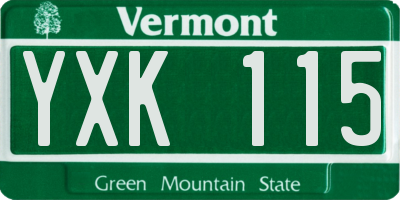VT license plate YXK115