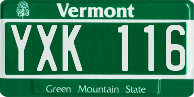 VT license plate YXK116