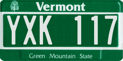 VT license plate YXK117