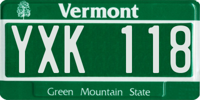 VT license plate YXK118