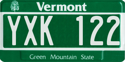VT license plate YXK122