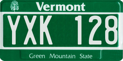 VT license plate YXK128
