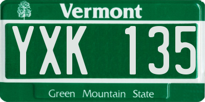 VT license plate YXK135