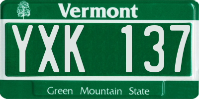 VT license plate YXK137