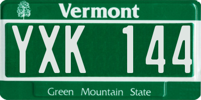 VT license plate YXK144