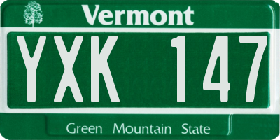 VT license plate YXK147