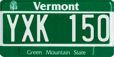 VT license plate YXK150