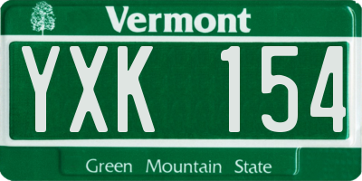VT license plate YXK154