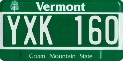 VT license plate YXK160