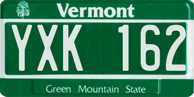 VT license plate YXK162