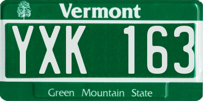 VT license plate YXK163