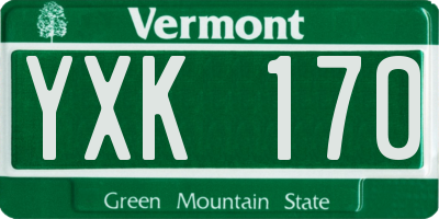 VT license plate YXK170