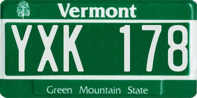 VT license plate YXK178