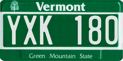 VT license plate YXK180