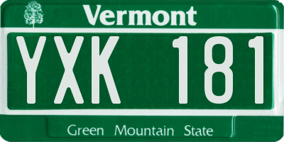 VT license plate YXK181