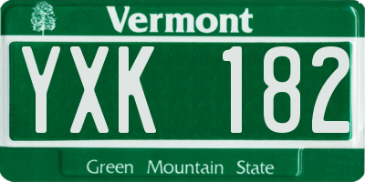 VT license plate YXK182