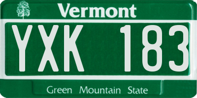 VT license plate YXK183