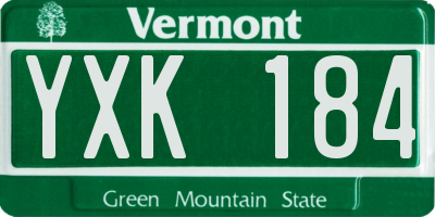 VT license plate YXK184