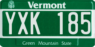 VT license plate YXK185