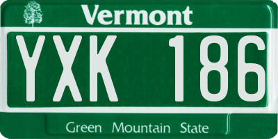 VT license plate YXK186