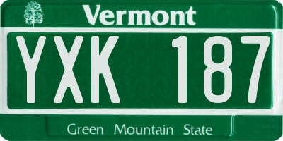 VT license plate YXK187