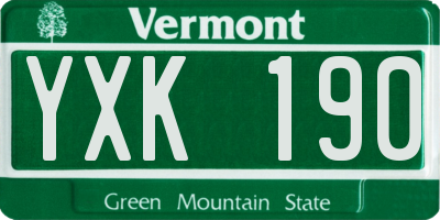 VT license plate YXK190