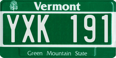 VT license plate YXK191