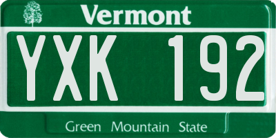 VT license plate YXK192