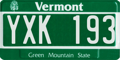 VT license plate YXK193