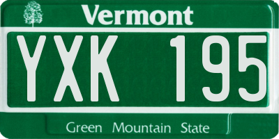 VT license plate YXK195