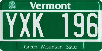 VT license plate YXK196