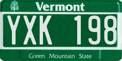 VT license plate YXK198