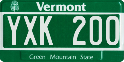 VT license plate YXK200
