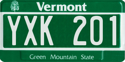 VT license plate YXK201