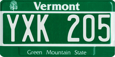 VT license plate YXK205