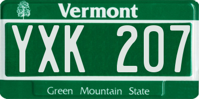 VT license plate YXK207